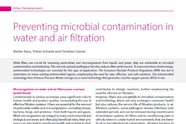 Preventing microbial contamination in water and air filtration