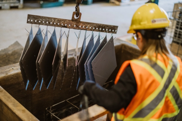 Worker Operating recycling machinery